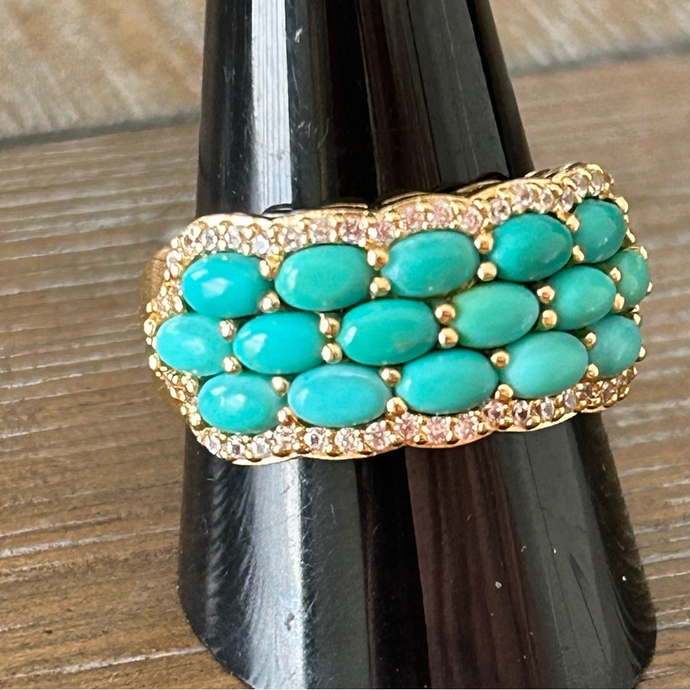 Sleepy beauty turquoise cabochon 14k Gold ring size 10 - Picture 14 of 16